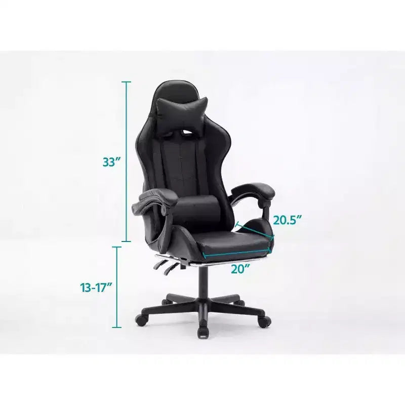 Chaise de jeu ergonomique MPM avec hauteur réglable, appui-tête et support lombaire pivotant, capacité de poids de 250 lb, pour le travail, les études et les jeux