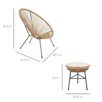 Ensemble de bistro 3 pièces Acapulco d'extérieur Best Choice Products avec cordes et table en verre