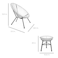 Ensemble de bistro 3 pièces Acapulco d'extérieur Best Choice Products avec cordes et table en verre