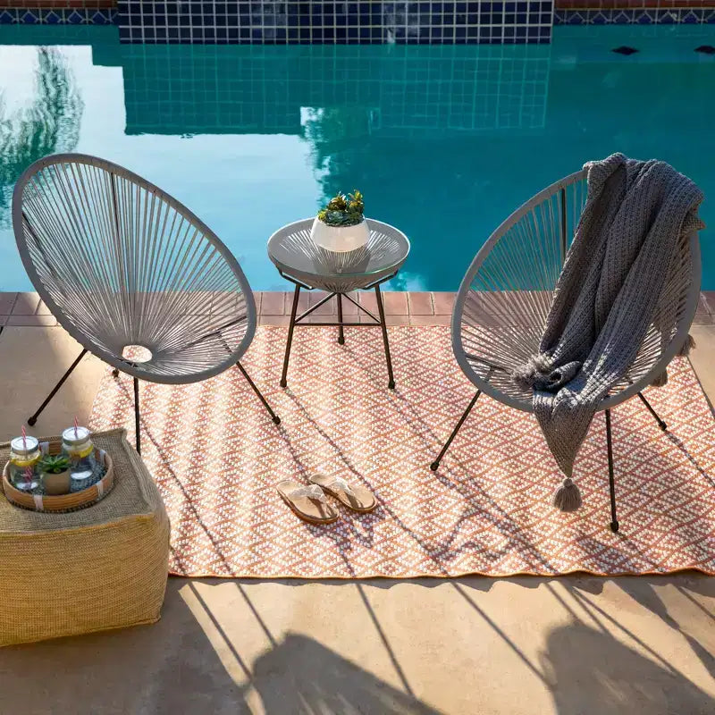 Ensemble de bistro 3 pièces Acapulco d'extérieur Best Choice Products avec cordes et table en verre