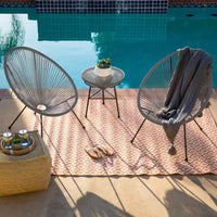 Ensemble de bistro 3 pièces Acapulco d'extérieur Best Choice Products avec cordes et table en verre