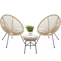 Ensemble de bistro 3 pièces Acapulco d'extérieur Best Choice Products avec cordes et table en verre