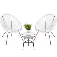 Ensemble de bistro 3 pièces Acapulco d'extérieur Best Choice Products avec cordes et table en verre