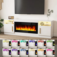 Bossin Meuble TV avec foyer 70 avec foyer électrique 36, meuble TV pour téléviseurs jusqu'à 80, LED 16 couleurs/meuble de divertissement