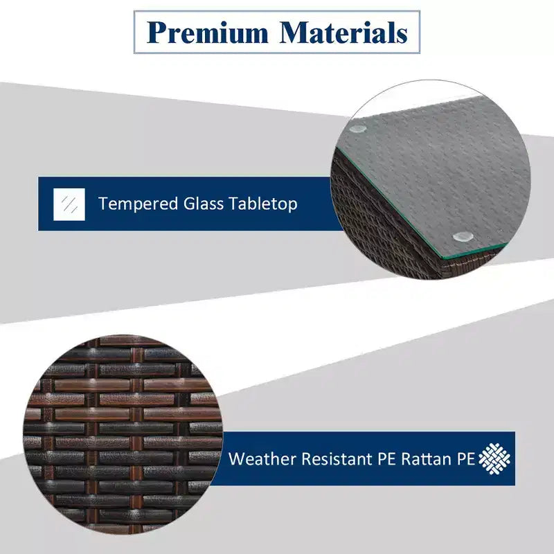 Ensemble de meubles de patio en rotin 3 pièces Costway avec table basse et 2 chaises en rotin avec coussins bleu marine
