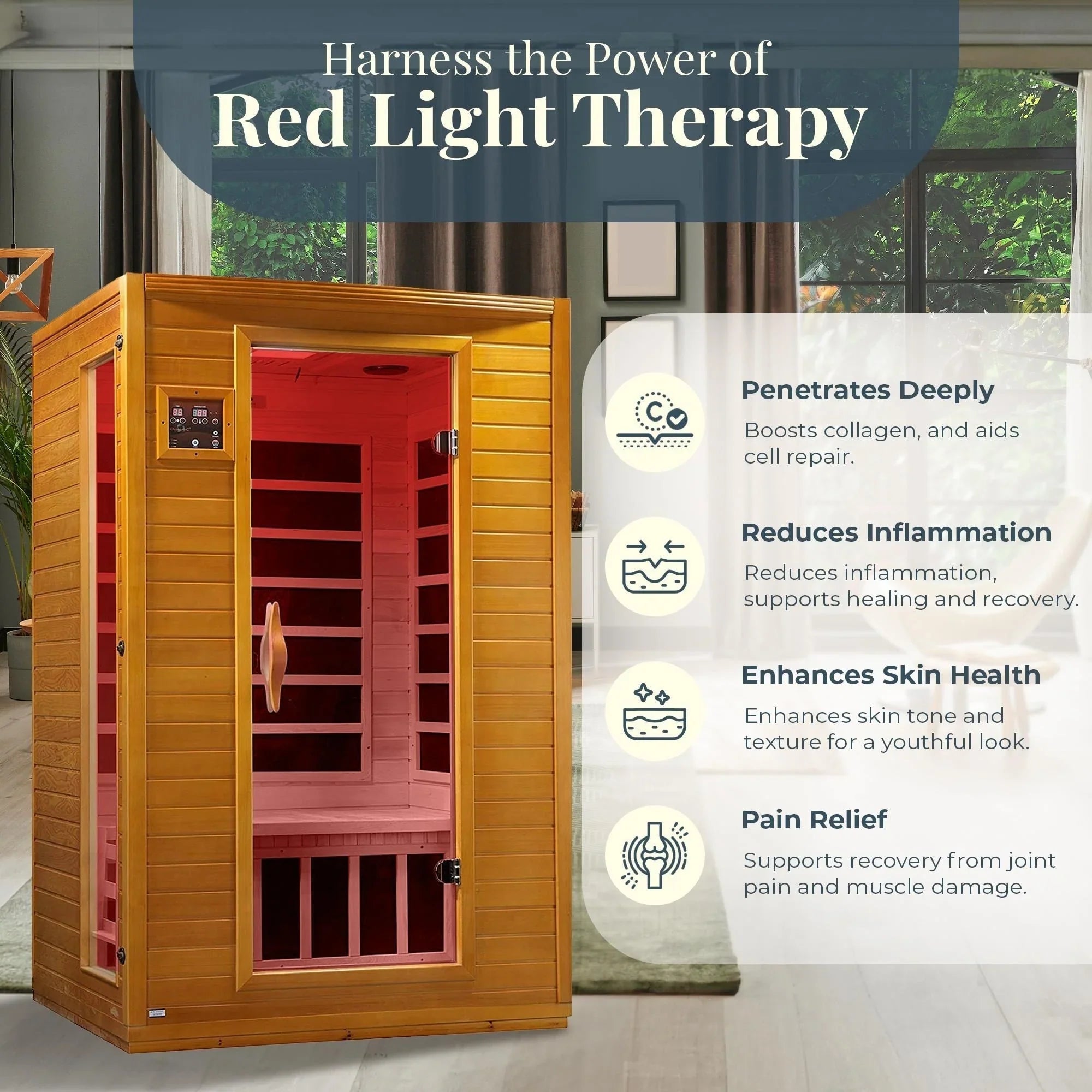 Dynamic Saunas Andora Sauna infrarouge lointain FAR à faible EMF 2 personnes, bois de pruche canadienne