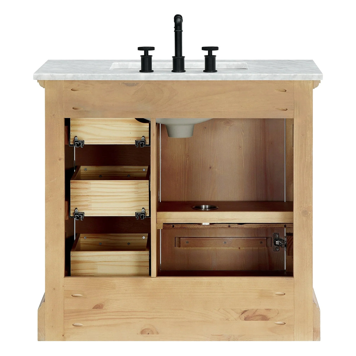 Hervas Meuble-lavabo avec dessus en marbre naturel sans miroir