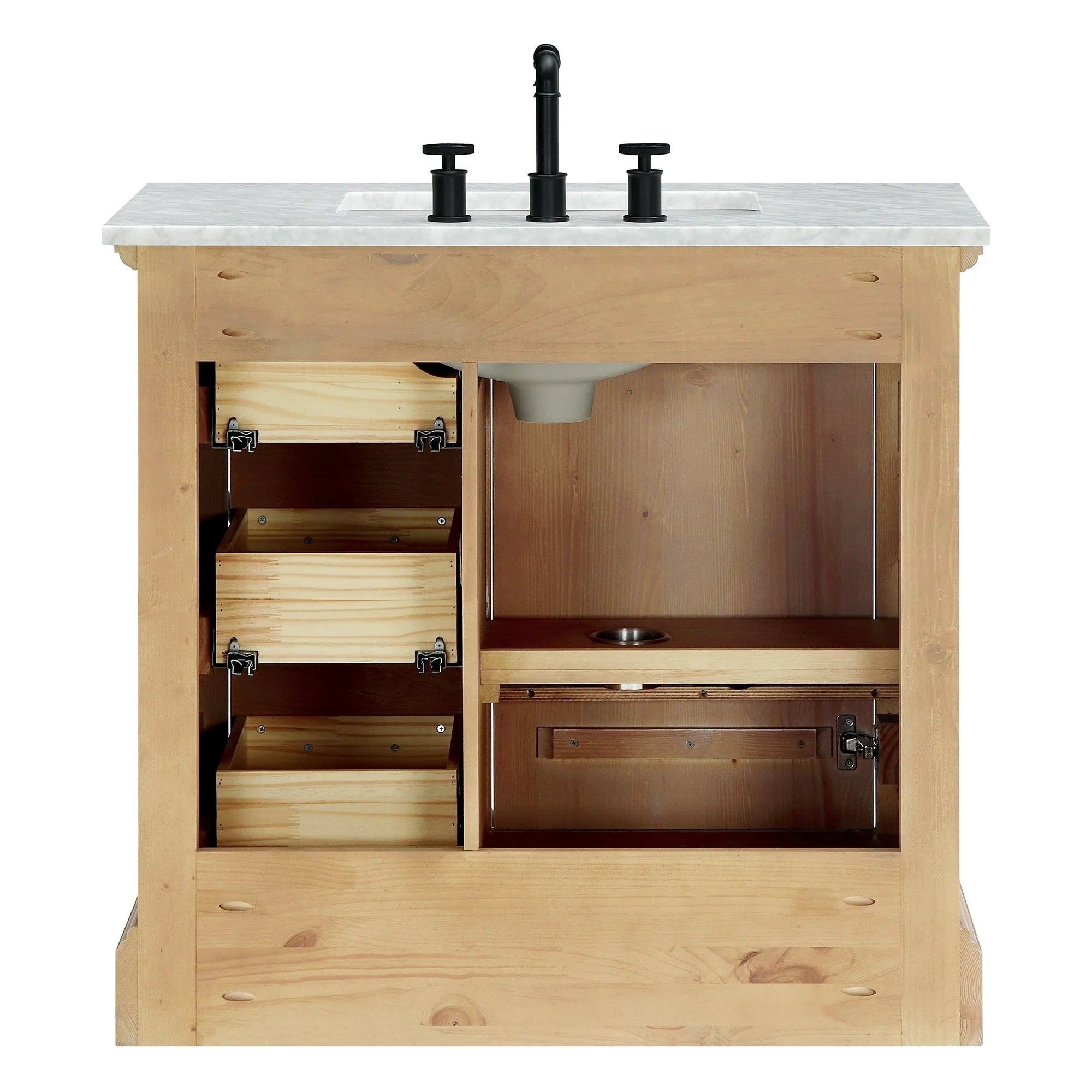 Hervas Meuble-lavabo avec dessus en marbre naturel sans miroir