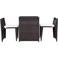 Costway Ensemble de Meubles de Jardin en Rotin 3 Pièces Gain de Place avec Coussins, Aucun Assemblage Requis