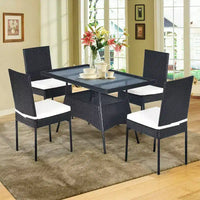 Costway Ensemble repas de patio 5 pièces en rotin - Table à plateau en verre, mobilier de jardin