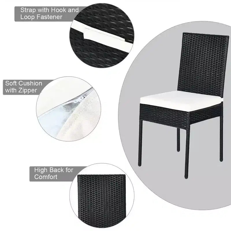 Costway Ensemble repas de patio 5 pièces en rotin - Table à plateau en verre, mobilier de jardin