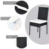 Costway Ensemble repas de patio 5 pièces en rotin - Table à plateau en verre, mobilier de jardin