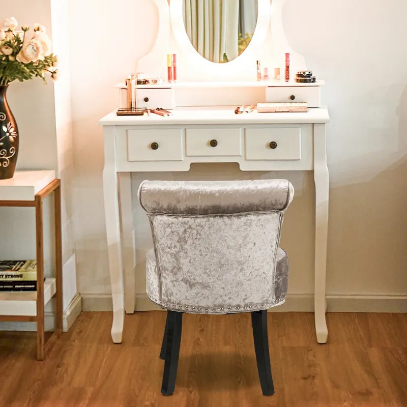 Tabouret de coiffeuse en bois massif 27.5 de haut - 27.5 H X 19 W X 11.8 D