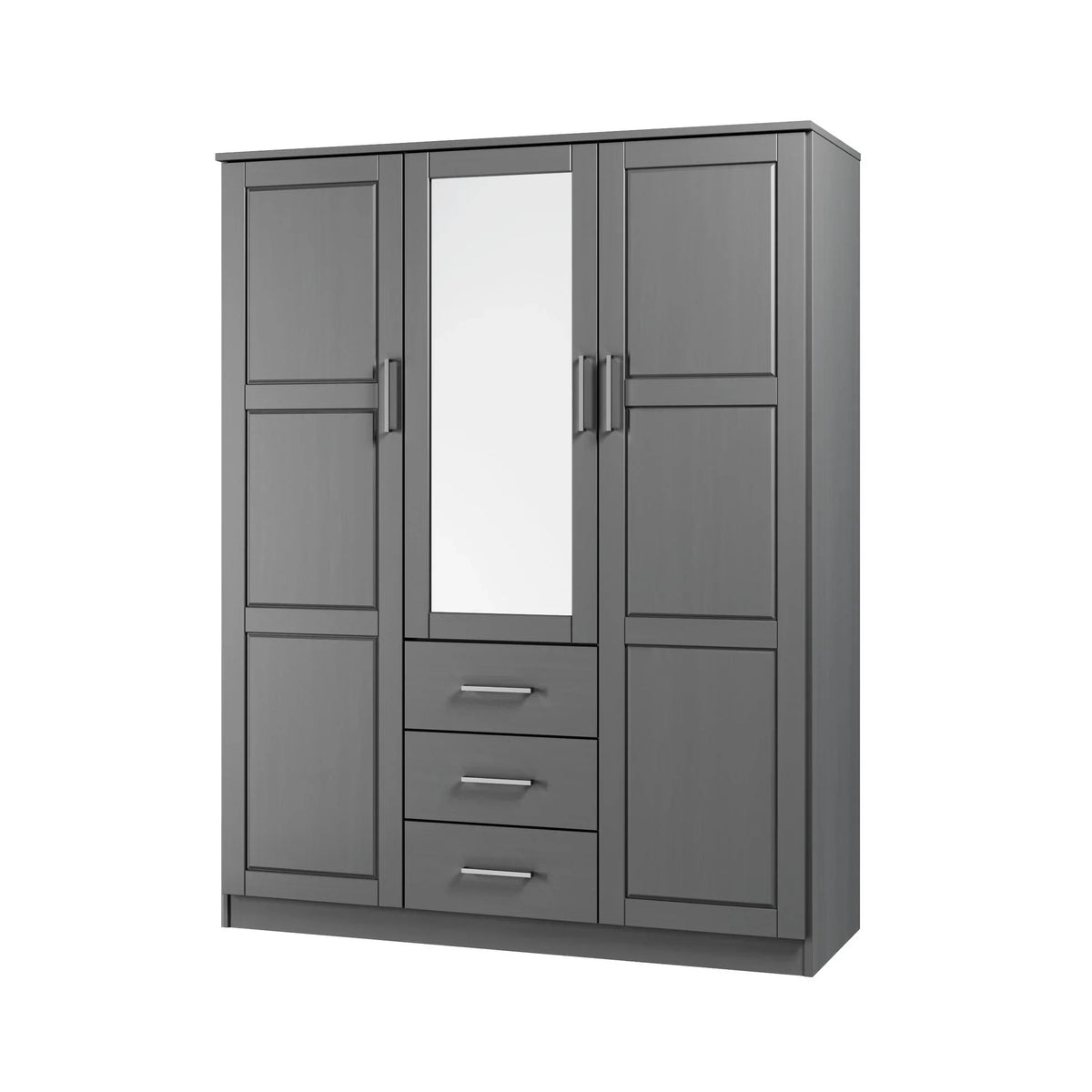 Palace Imports Armoire-penderie Cosmo 3 portes 100% bois massif avec portes en bois massif ou miroir