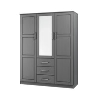 Palace Imports Armoire-penderie Cosmo 3 portes 100% bois massif avec portes en bois massif ou miroir