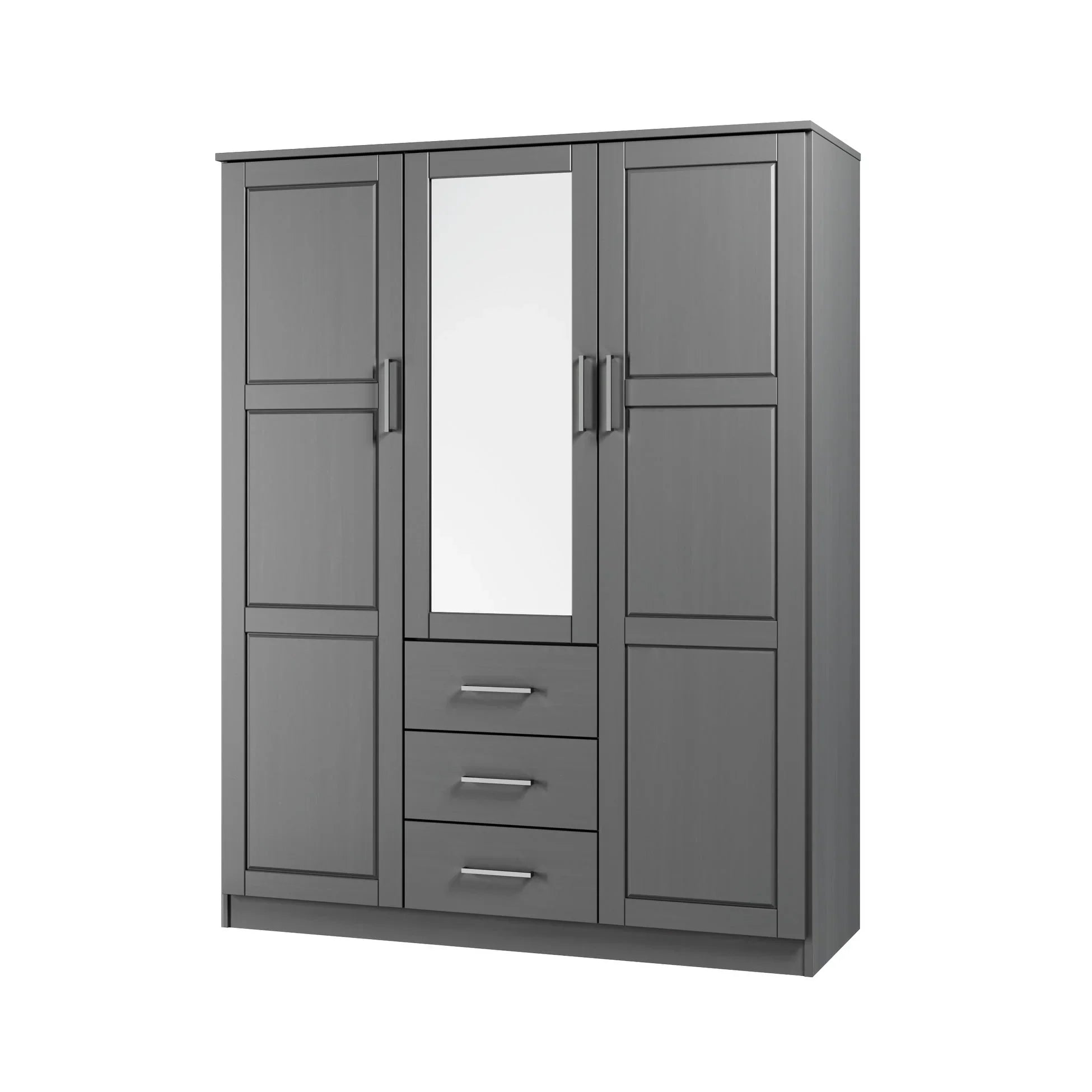 Palace Imports Armoire-penderie Cosmo 3 portes 100% bois massif avec portes en bois massif ou miroir
