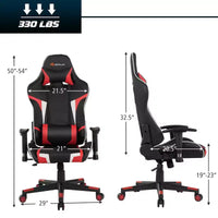Chaise de Massage et de Gaming Inclinable et Pivotante Costway avec Soutien Lombaire Blanche\Bleue\Grise\Rouge