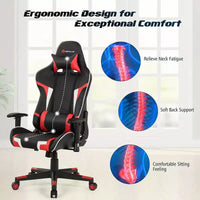 Chaise de Massage et de Gaming Inclinable et Pivotante Costway avec Soutien Lombaire Blanche\Bleue\Grise\Rouge