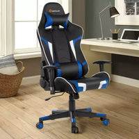 Chaise de Massage et de Gaming Inclinable et Pivotante Costway avec Soutien Lombaire Blanche\Bleue\Grise\Rouge