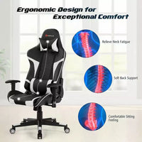 Chaise de Massage et de Gaming Inclinable et Pivotante Costway avec Soutien Lombaire Blanche\Bleue\Grise\Rouge