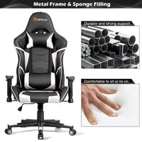 Chaise de Massage et de Gaming Inclinable et Pivotante Costway avec Soutien Lombaire Blanche\Bleue\Grise\Rouge