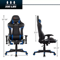 Chaise de Massage et de Gaming Inclinable et Pivotante Costway avec Soutien Lombaire Blanche\Bleue\Grise\Rouge
