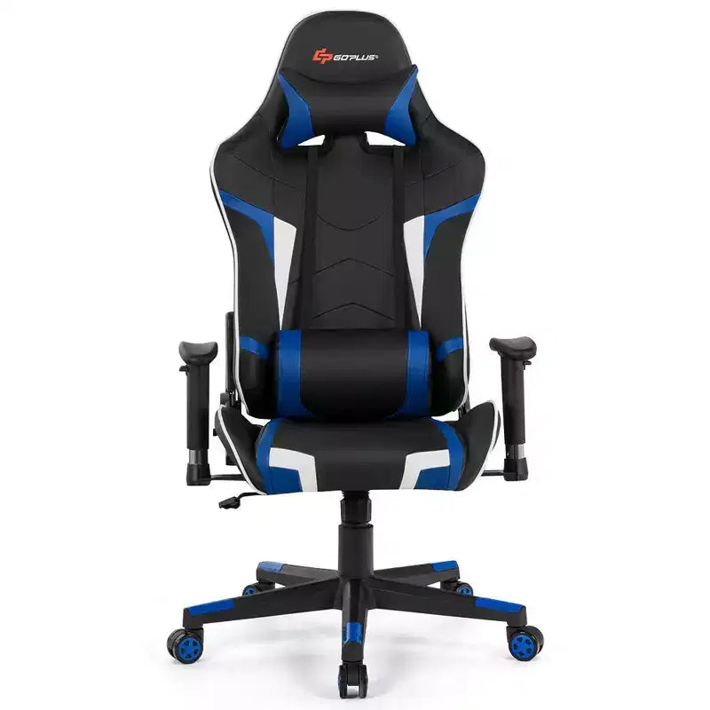 Chaise de bureau de jeu de massage inclinable et pivotante Costway avec support lombaire