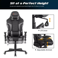 Chaise de bureau de jeu de massage inclinable et pivotante Costway avec support lombaire