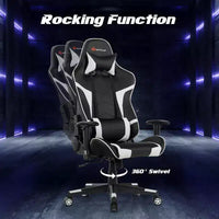 Chaise de bureau de jeu de massage inclinable et pivotante Costway avec support lombaire