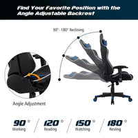 Chaise de bureau de jeu de massage inclinable et pivotante Costway avec support lombaire