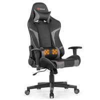 Chaise de bureau de jeu de massage inclinable et pivotante Costway avec support lombaire