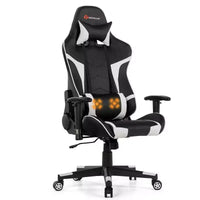 Chaise de bureau de jeu de massage inclinable et pivotante Costway avec support lombaire