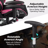 Chaise de bureau de massage gamer inclinable et pivotante Costway Racing avec repose-pieds