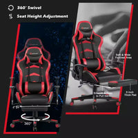 Chaise de bureau de massage gamer inclinable et pivotante Costway Racing avec repose-pieds
