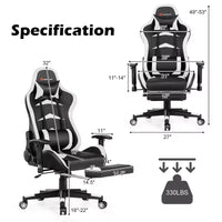 Chaise de bureau de massage gamer inclinable et pivotante Costway Racing avec repose-pieds