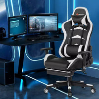 Chaise de bureau de massage gamer inclinable et pivotante Costway Racing avec repose-pieds