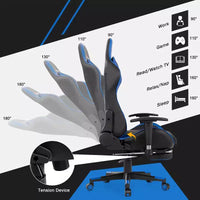 Chaise de bureau de massage gamer inclinable et pivotante Costway Racing avec repose-pieds