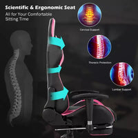 Costway Chaise de bureau gamer inclinable et pivotante avec repose-pieds de massage