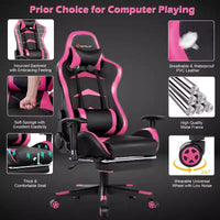 Costway Chaise de bureau gamer inclinable et pivotante avec repose-pieds de massage