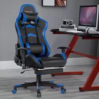 Costway Chaise de bureau gamer inclinable et pivotante avec repose-pieds de massage