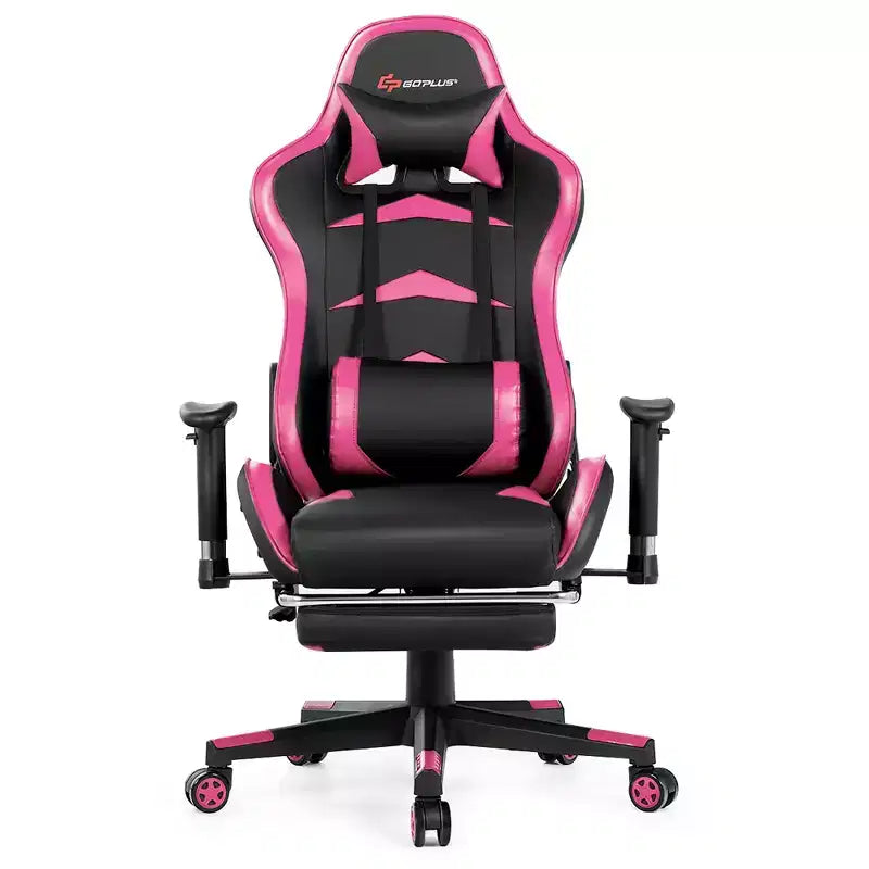 Costway Chaise de bureau gamer inclinable et pivotante avec repose-pieds de massage