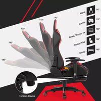Costway Chaise de bureau gamer inclinable et pivotante avec repose-pieds de massage