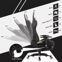 Costway Chaise de bureau gamer inclinable et pivotante avec repose-pieds de massage