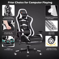 Costway Chaise de bureau gamer inclinable et pivotante avec repose-pieds de massage