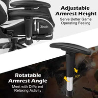 Costway Chaise de bureau gamer inclinable et pivotante avec repose-pieds de massage