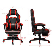 Costway Fauteuil de Massage Gaming Inclinable, Fauteuil de Bureau de Course pour Ordinateur avec Repose-Pieds Blanc/Noir/Bleu/Rouge
