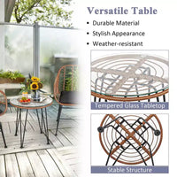 Costway Ensemble de bistro 3 pièces en rotin pour terrasse, table basse, fauteuil de jardin