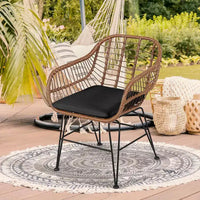 Costway Ensemble de bistro 3 pièces en rotin pour terrasse, table basse, fauteuil de jardin