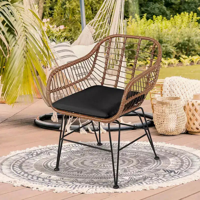 Costway Ensemble de bistro 3 pièces en rotin pour terrasse, table basse, fauteuil de jardin