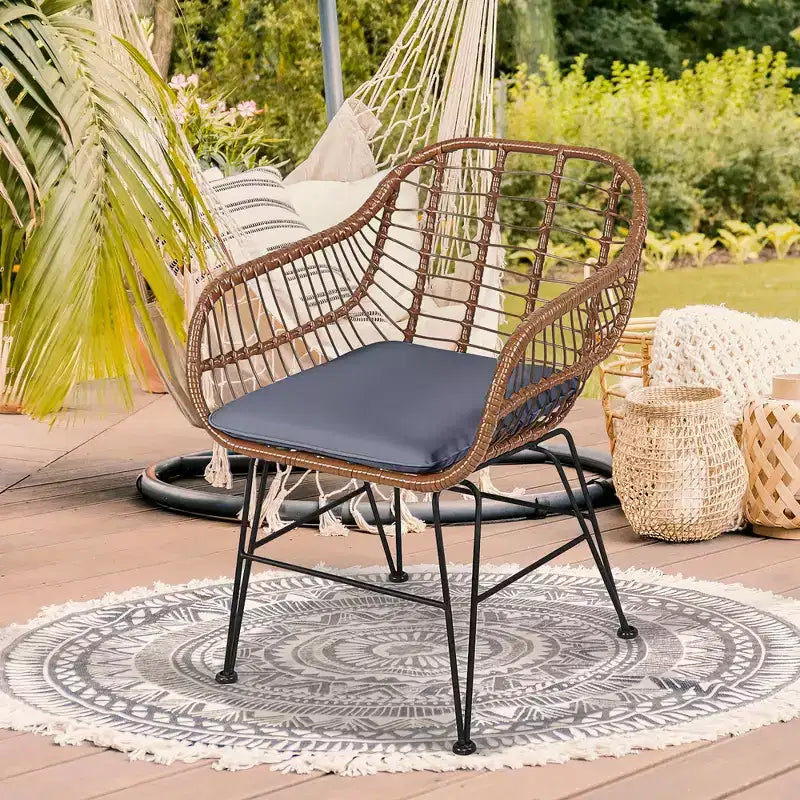 Costway Ensemble de bistro 3 pièces en rotin pour terrasse, table basse, fauteuil de jardin